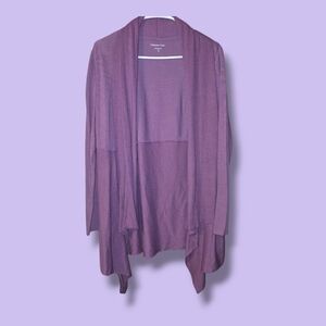 Purple Cardigan Sweater with Waterfall Design